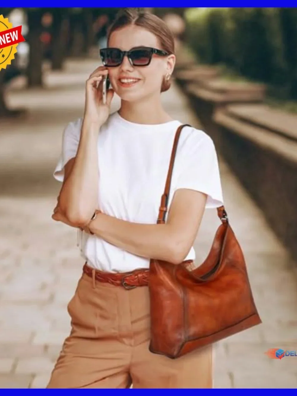Genuine Leather Crossbody Hobo Bag Medium Size Shoulder Purse Satchel